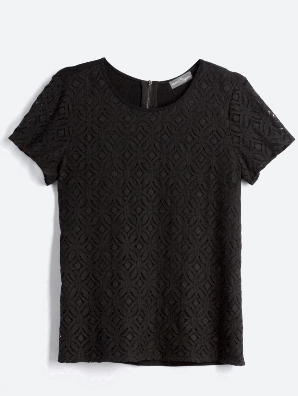 Market & Spruce 'Hans' Crochet Front Mixed Material Top